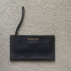 Michael Kors Black Leather Wristlet